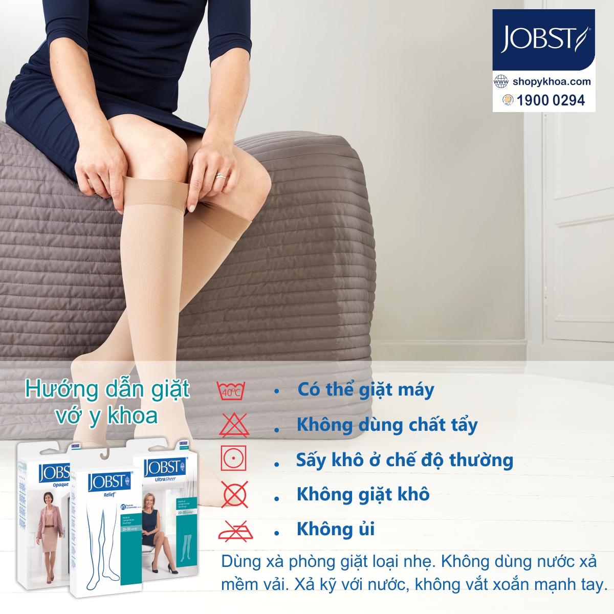 Vớ cánh - bàn tay hỗ trợ điều trị phù bạch huyết JOBST Bella Lite chuẩn áp lực 20-30mmHg, màu da