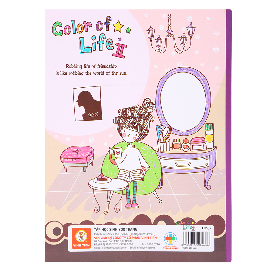 Lốc 5 Quyển Tập Vibook &quot;Color Of Life&quot; (200 Trang) - Mẫu Ngẫu Nhiên