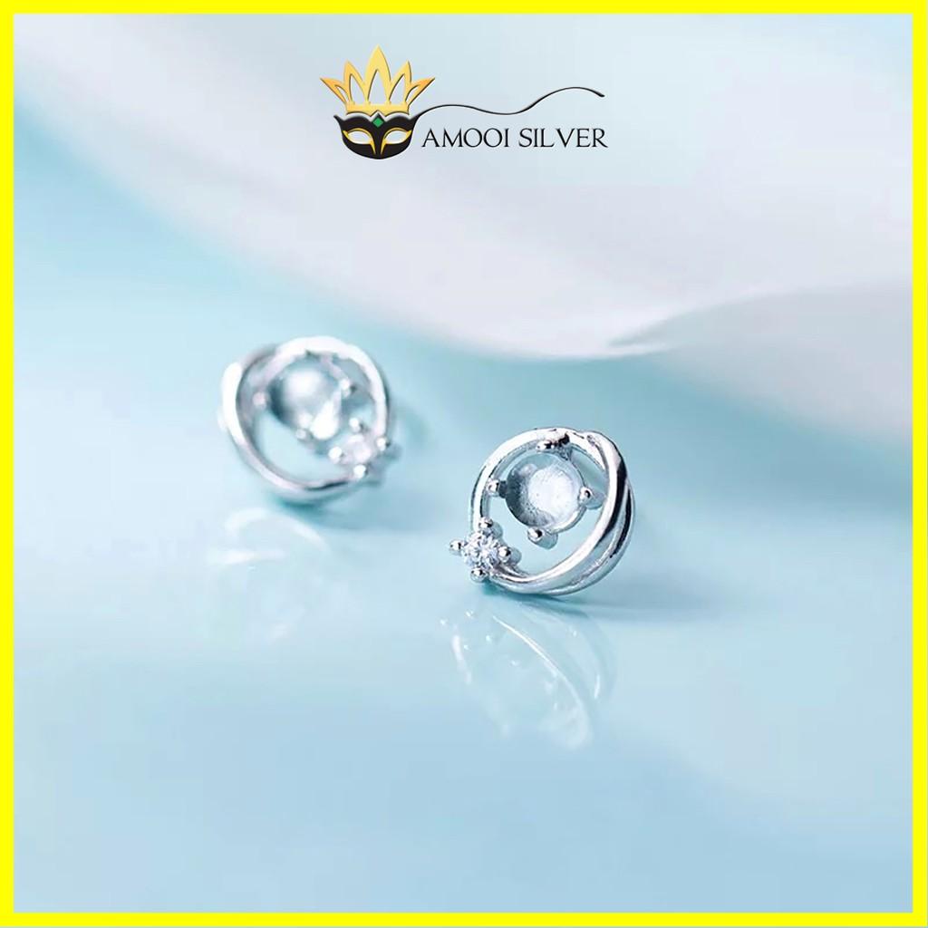Bông tai bạc S925 blue eye - Amooi Silver AB55