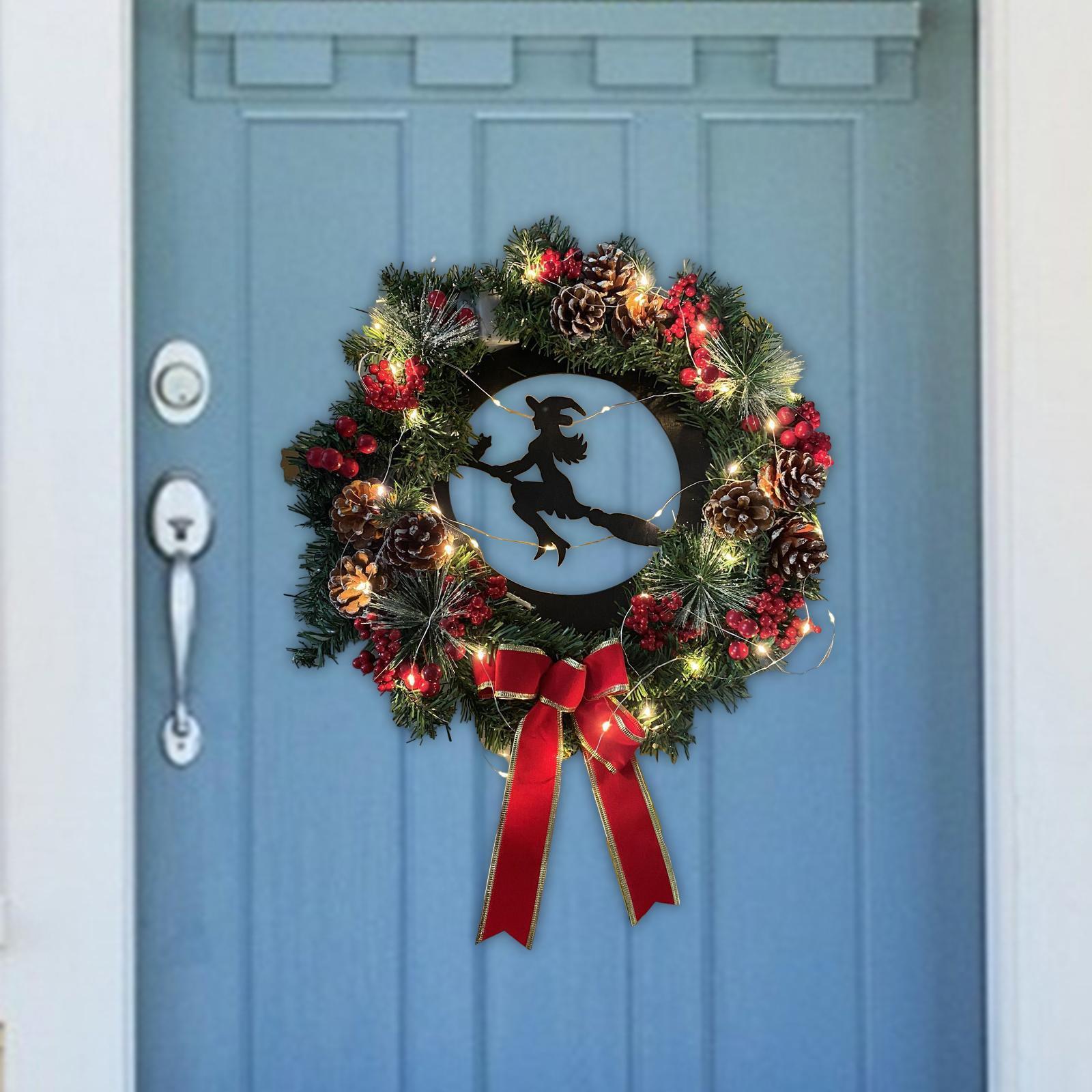 Wreath Christmas with Light Hanging Garland Autumn for Door Holiday New Year