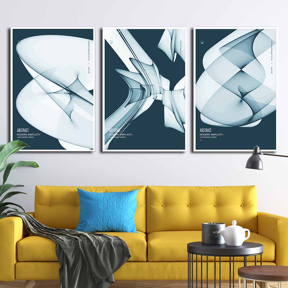 Bộ 3 tranh canvas treo tường Decor họa tiết trừu tượng - DC057