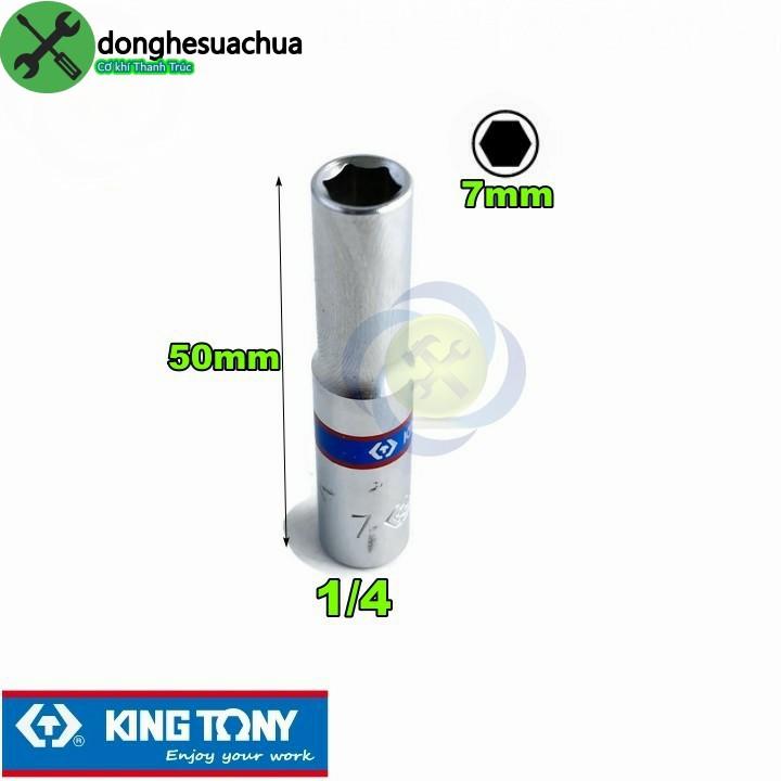 Tuýp 7mm loại 1/4 có 6 cạnh Kingtony 223507M dài 50mm