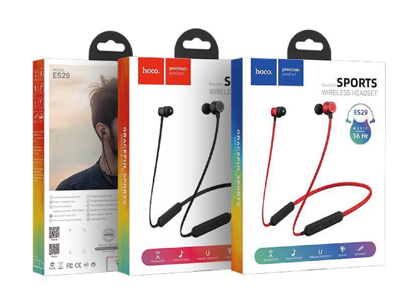 Tai nghe Bluetooth v5.0 đeo cổ HOCO ES29 kiểu dáng thể thao Pin trâu 16 Tiếng - chống ồn tốt - Âm thanh cực hay - Hàng chính hãng