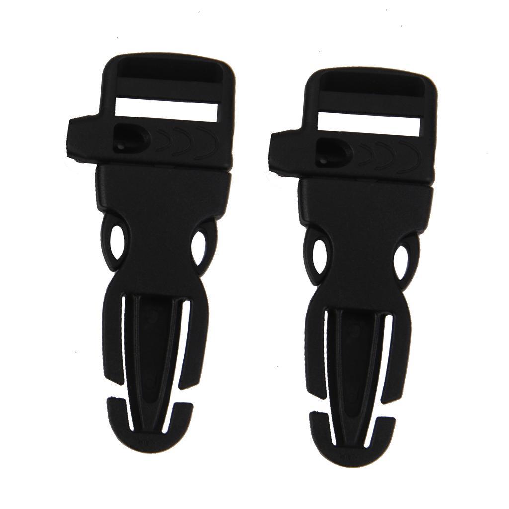 2pcs Plastic Backpack Chest Webbing Strap Adjuster Buckle with Whistle