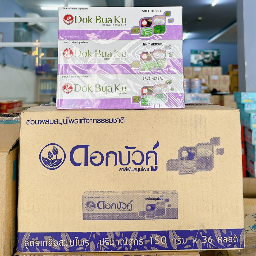 Kem đánh răng thảo dược hỗ trợ bảo vệ men răng và chăm sóc nướu Dokbuaku hương măng cụt và muối - 150g/Tuýp