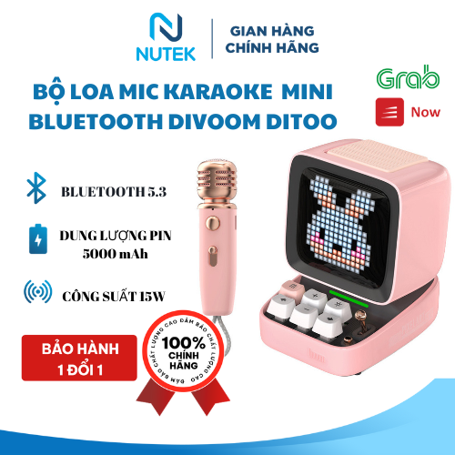 Bộ Loa Mic Karaoke Mini Bluetooth Divoom, bluetooth 5.3, Công Suất 15W , Dung Lượng Pin 5000 mAh, Âm Thanh Sống Động