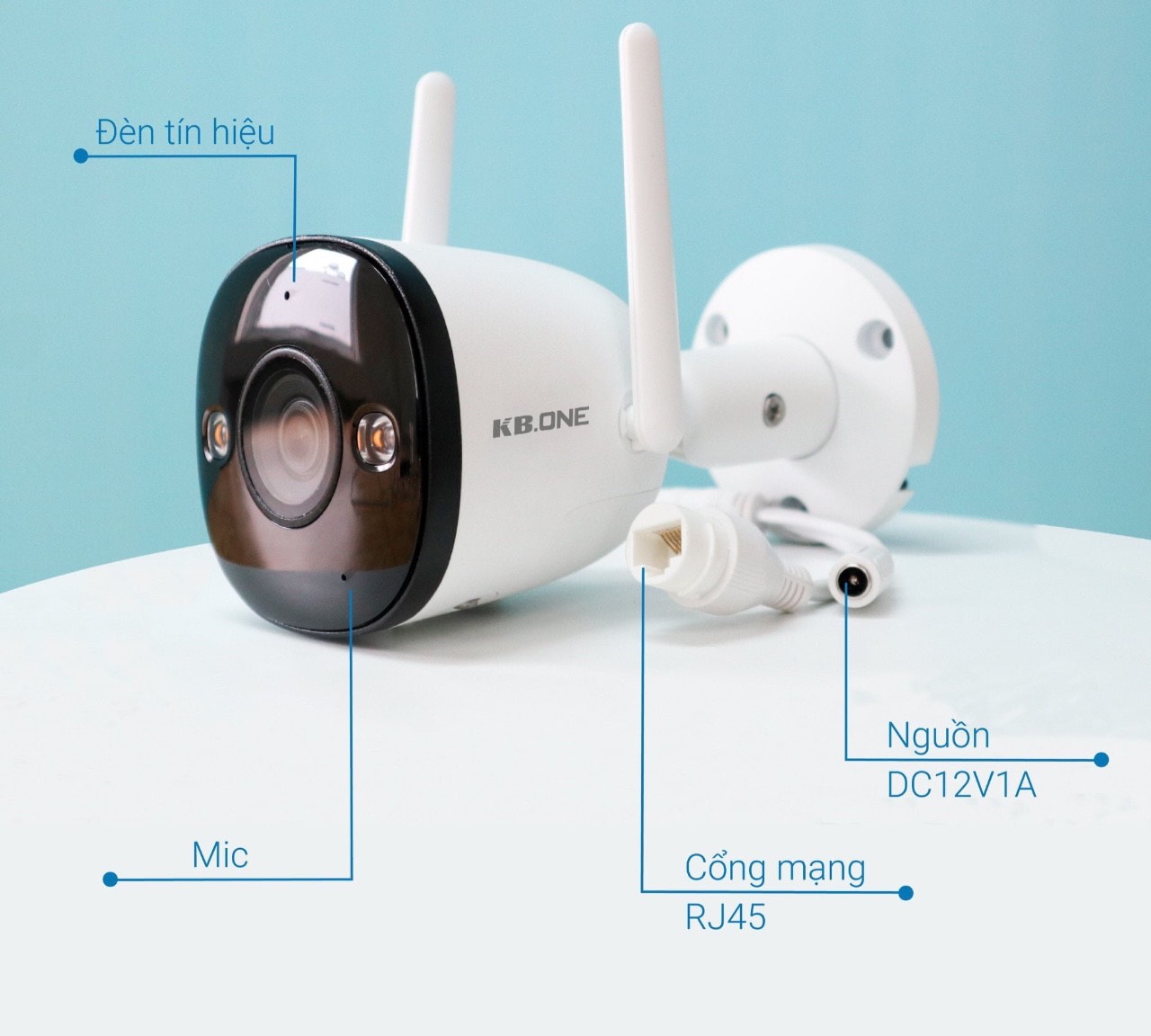 Camera Wifi KB.ONE KN-B41A1 4.0 Megapixel, Xoay 360 - Ngoài trời - Ban đêm có màu - Hàng chính hãng