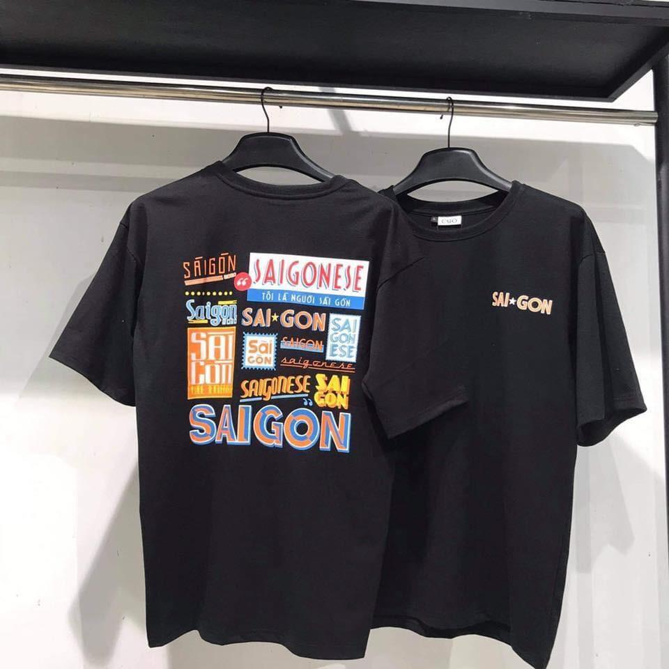 Áo Thun Tay Lỡ SAIGON màu Trắng/ Đen Nam nữ Unisex - áo phông trơn in chữ saigon