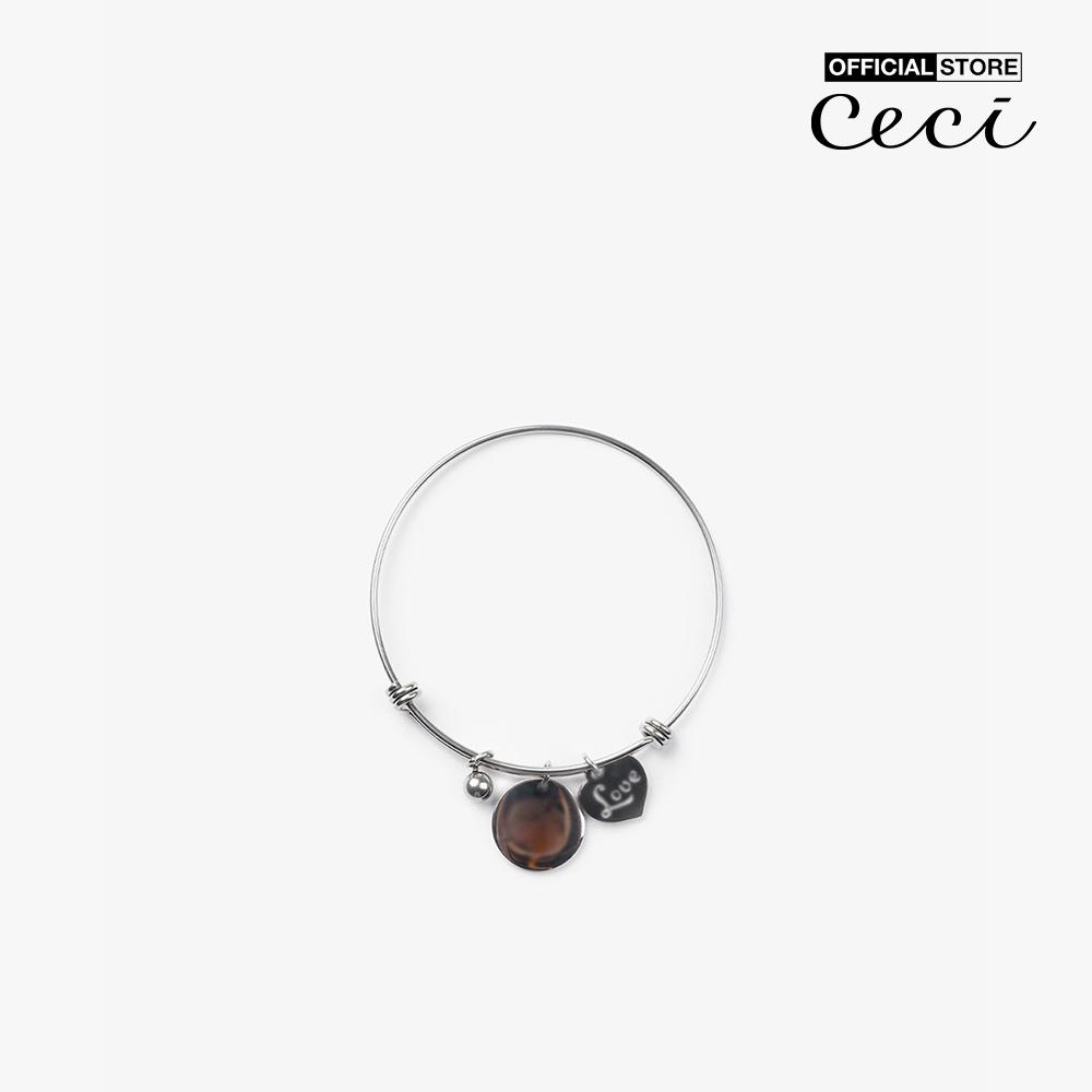 CECI - Vòng đeo tay nữ kim loại bản mảnh phối phụ kiện xinh xắn CC3-01000072-03
