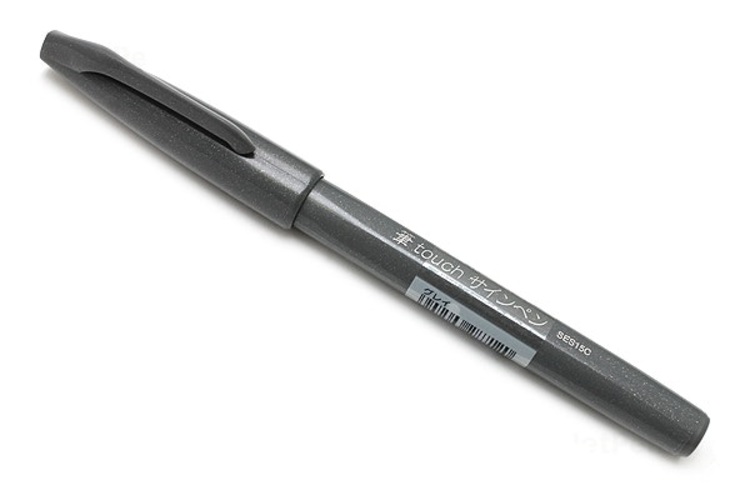 Bút lông viết chữ calligraphy Pentel Fude Touch Brush Sign Pen - Màu xám (Gray)