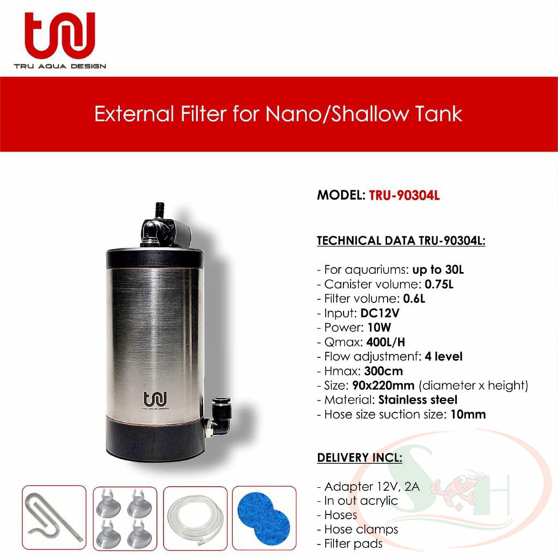 Lọc thùng TRU Inox External Filter lọc mini shallow bể nano thủy sinh cá tép