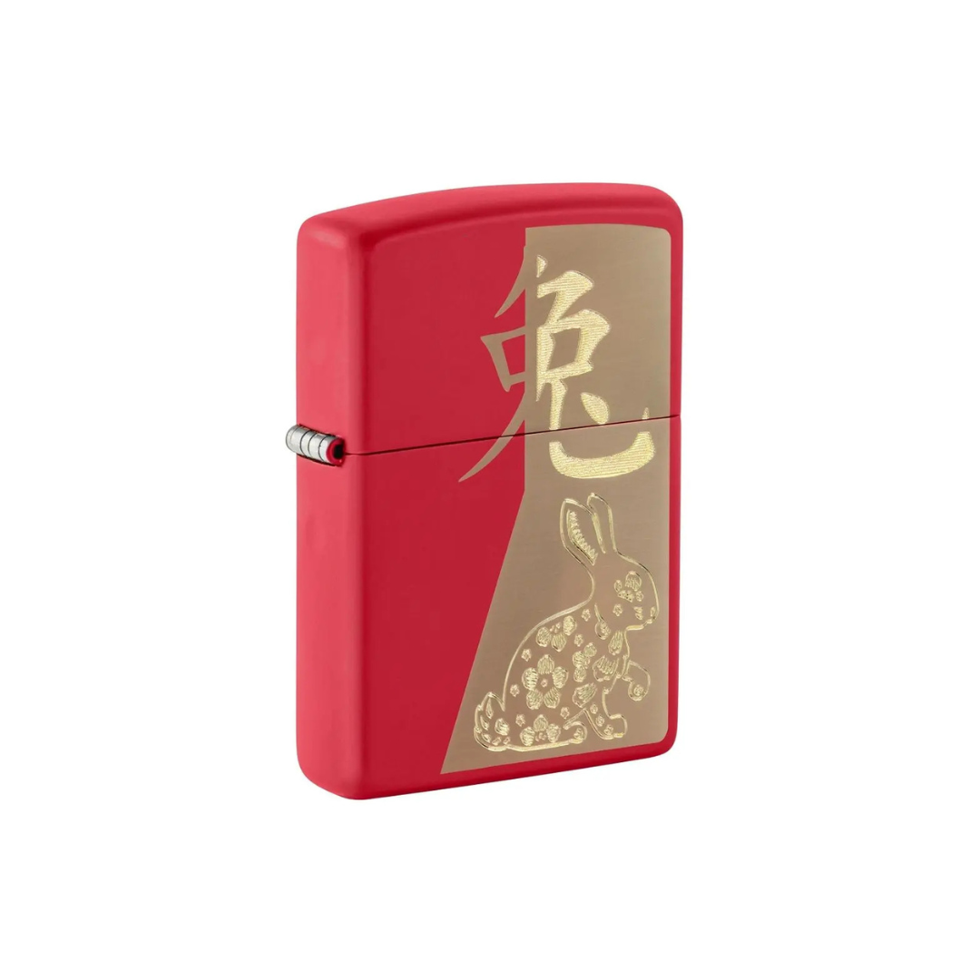 Bật Lửa Zippo Year of the Rabbit 2023 Chính Hãng - Zippo 12 Con Giáp Tuổi Mão Màu Đỏ May Mắn