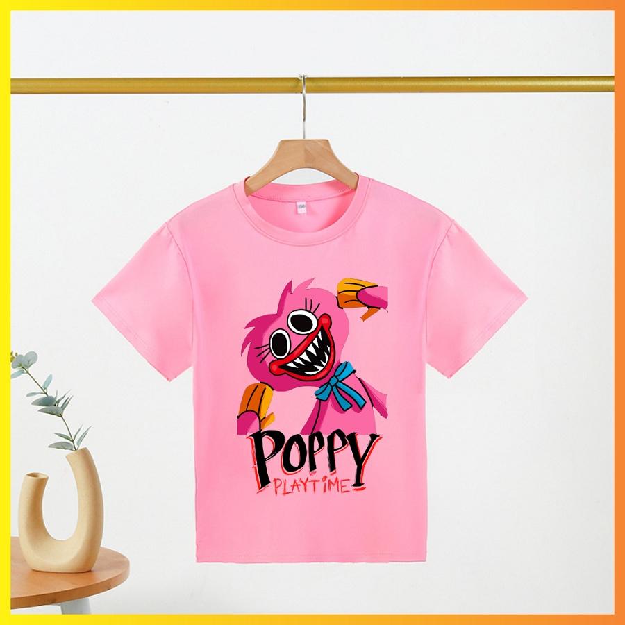 Áo thun trẻ em in hình Poppy Playtime màu hồng cho bé gái cực yêu
