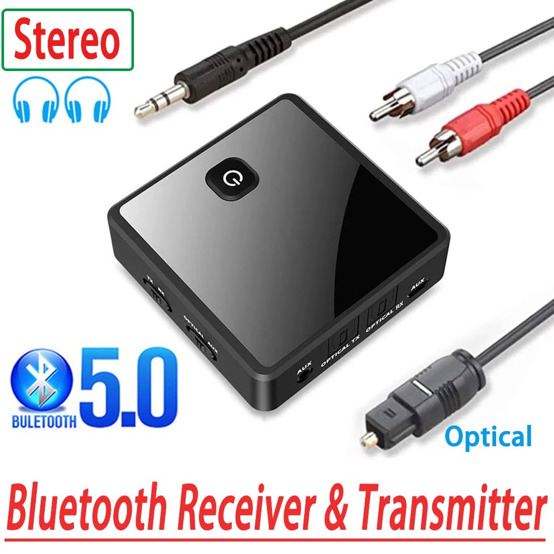 Bộ Thu Phát Âm Thanh FZ-380 Bluetooth 5.0 Transmitter Receiver Low Latency 3.5mm AUX Jack Optical Stereo Music Pin 300mA.  Bluetooth 5.0 Transmitter Receiver Low Latency 3.5mm AUX Jack Optical Stereo Music Wireless Audio Adapter For PC TV Car Speaker