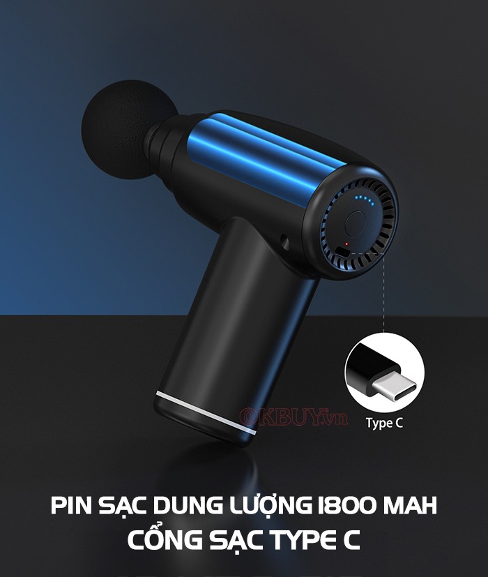 Súng massage cầm tay mini Puli PL-656 - 6 đầu cải tiến giảm đau nhức, căng cơ toàn thân