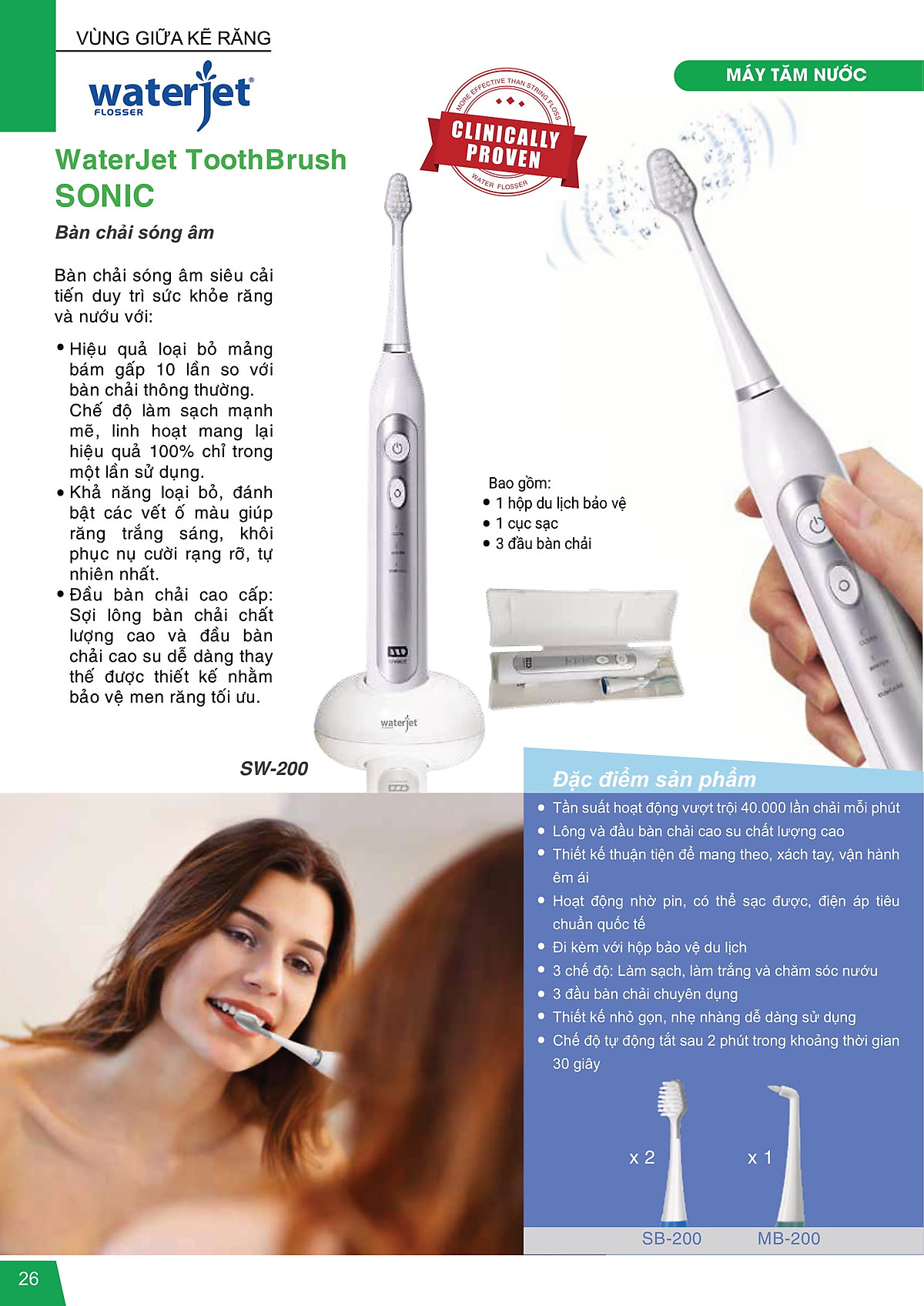 Bàn Chải Điện Sóng Âm Waterjet Sonic Toothbrush -VT0625