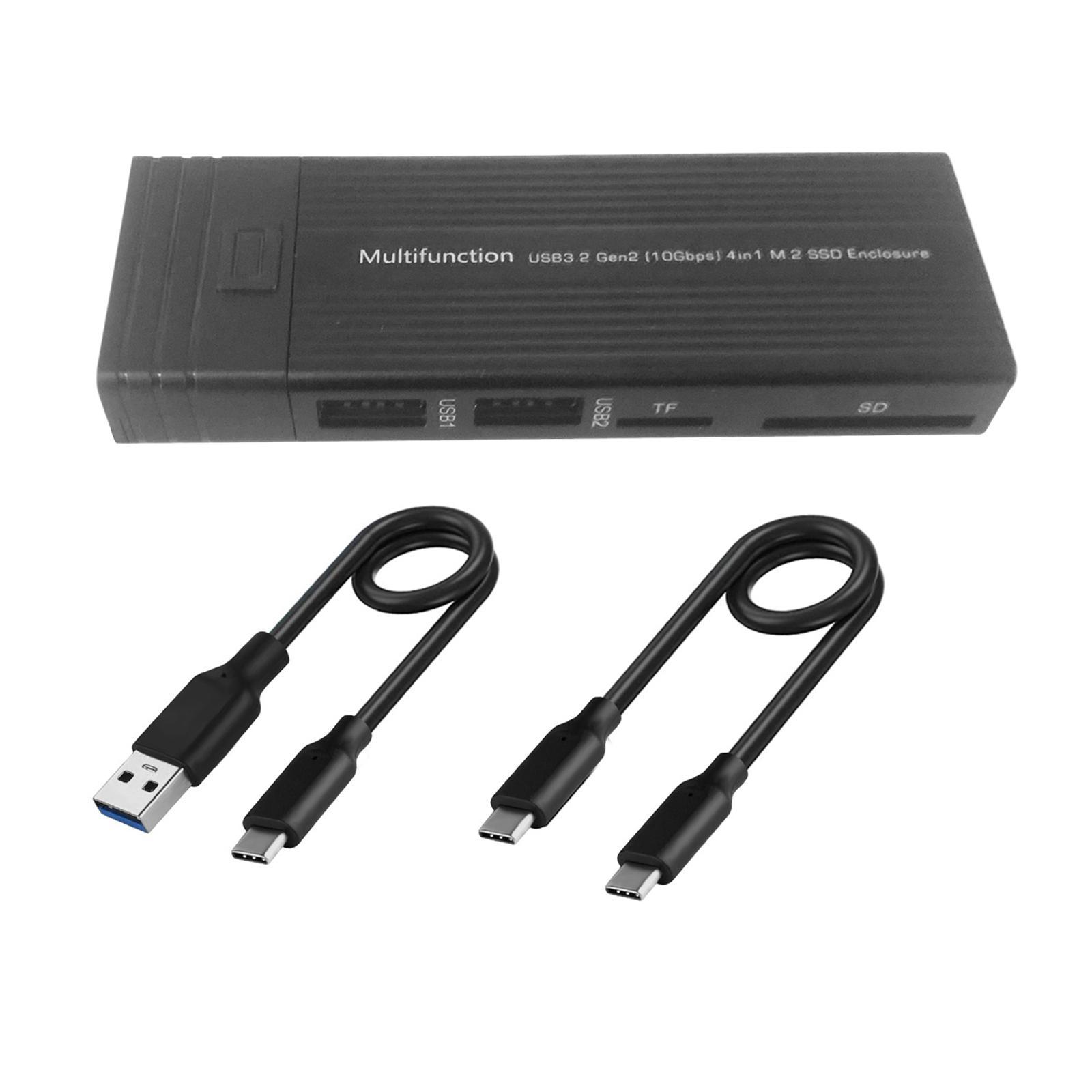 M.2 SSD Enclosure Type C 10 Gbps 6Gbps Compact Adapter for Laptop Black