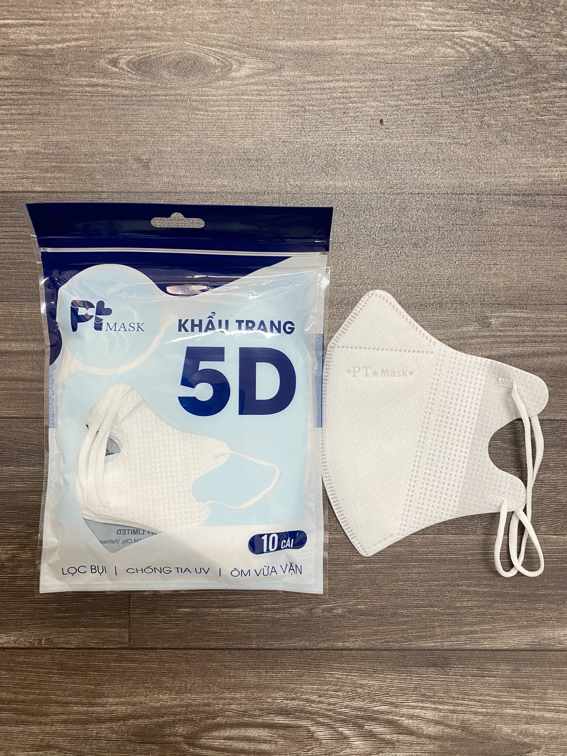 Khẩu Trang 5D PT Mask Cao Cấp 3 Lớp Kháng Khuẩn (10 cái/túi)