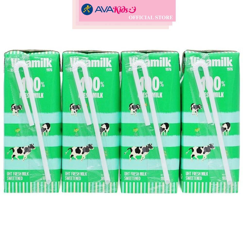 Lốc 4 hộp sữa tươi tiệt trùng Vinamilk có đường 180 ml (từ 1 tuổi)
