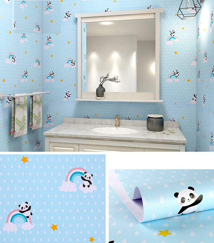 Combo 10 mét giấy dán tường, decal dán tường trang trí nhà cửa GẤU TRÚC XANH khổ 45cm