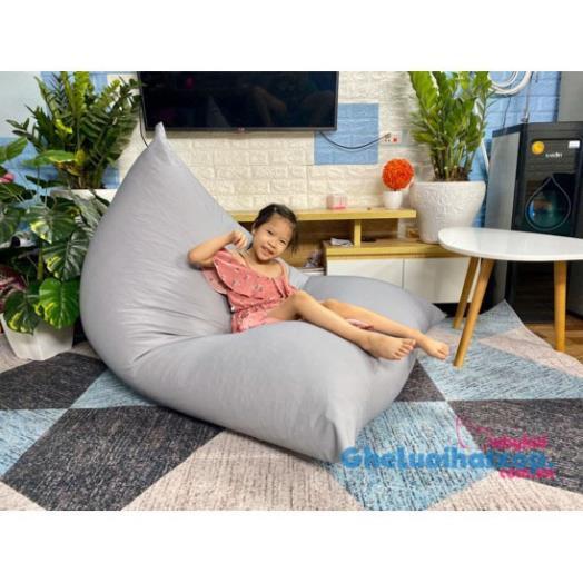 Ghế xốp đa năng dáng thuyền Babykid, cỡ L, chất vải kaki màu ghi