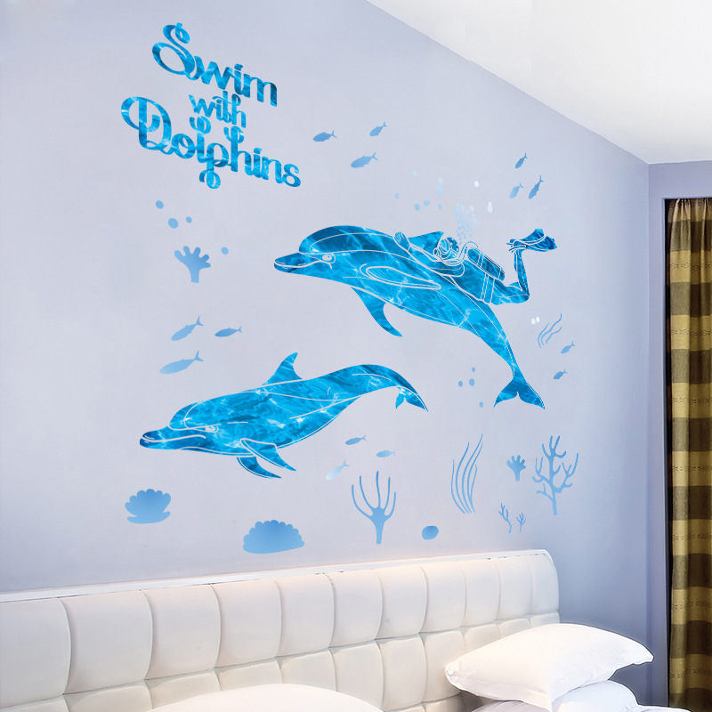 Decal dán tường Bơi Cùng Dolphin XL7205