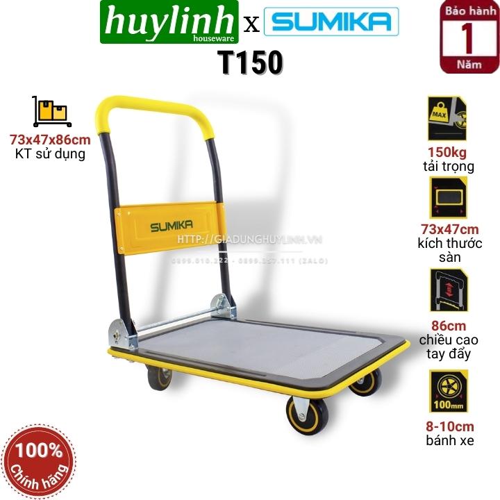 Xe đẩy hàng 4 bánh SUMIKA T150 - Khung thép, tay cầm gấp mở tiện lợi, tải trọng 150kg