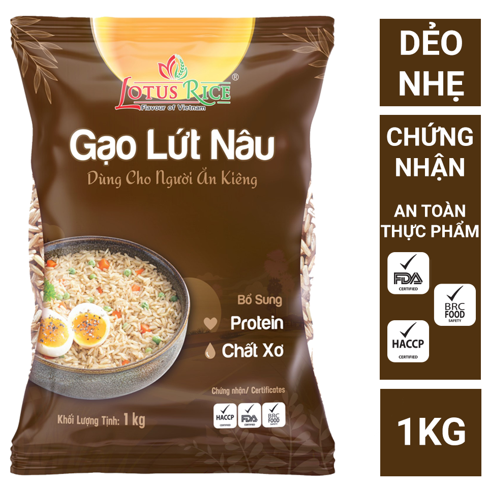 Gạo Lứt  Nâu Lotus Rice 1kg - Tốt cho người ăn kiêng - Dễ ăn dễ nấu