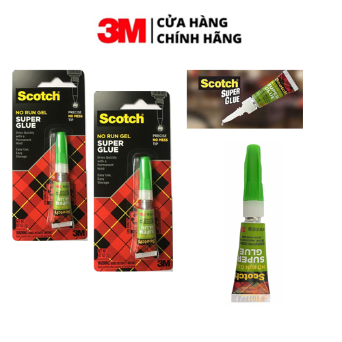 Bộ 4 chai keo dán đa năng siêu dính nhanh khô - loại no run gel (không chảy) dạng sệt 3M Scotch Super Glue AD113 2g