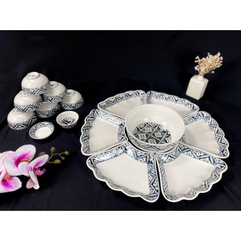Bộ bát đĩa hoa mặt trời vẽ tay hàng kĩ