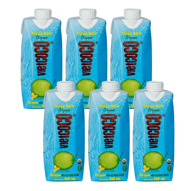 Nước dừa Vietcoco Organic 500ml lốc 6 hộp