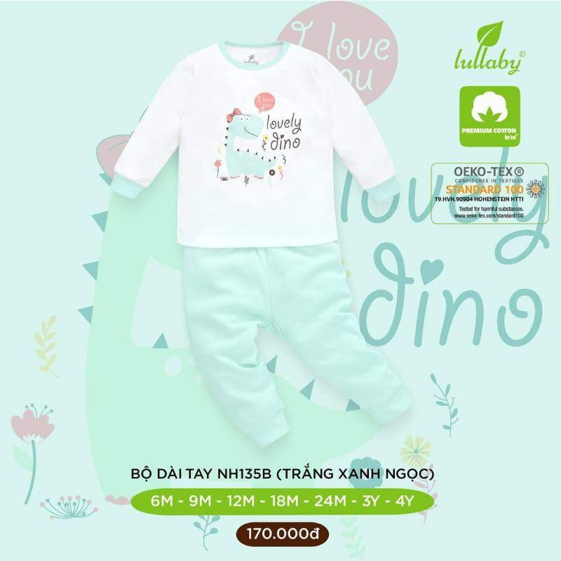 Bộ quần áo dài tay cotton Lullaby cao cấp, bộ quần áo bé trai, bé gái in hình dễ thương