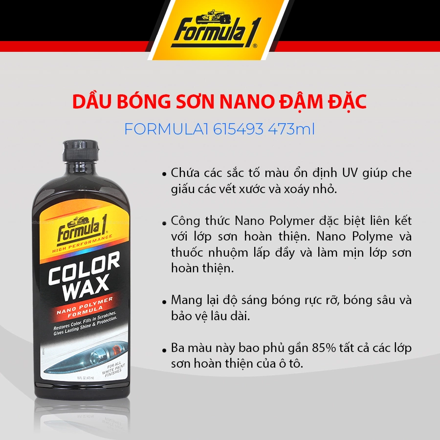 Dầu Bóng Sơn Nano Đậm Đặc Cho Xe Màu Bạc FORMULA 1 615471 473ml