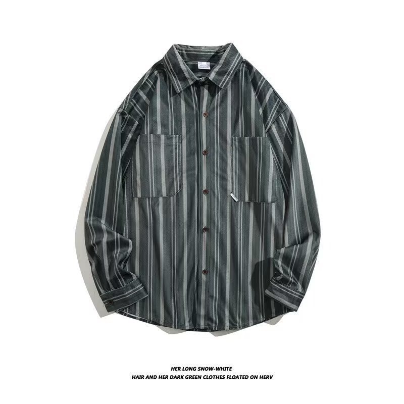 Áo sơ mi khoác ngoài form rộng unisex - Áo sơ mi nam nữ oversize sọc số 22