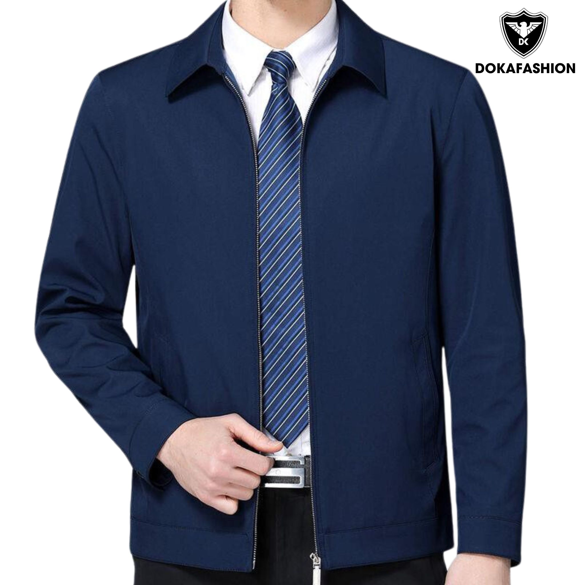 Áo Khoác Nam, Áo khoác dù nam cao cấp cổ bẻ dạng vest, kiểu công sở chống tia UV chống nước DOKA DFD30