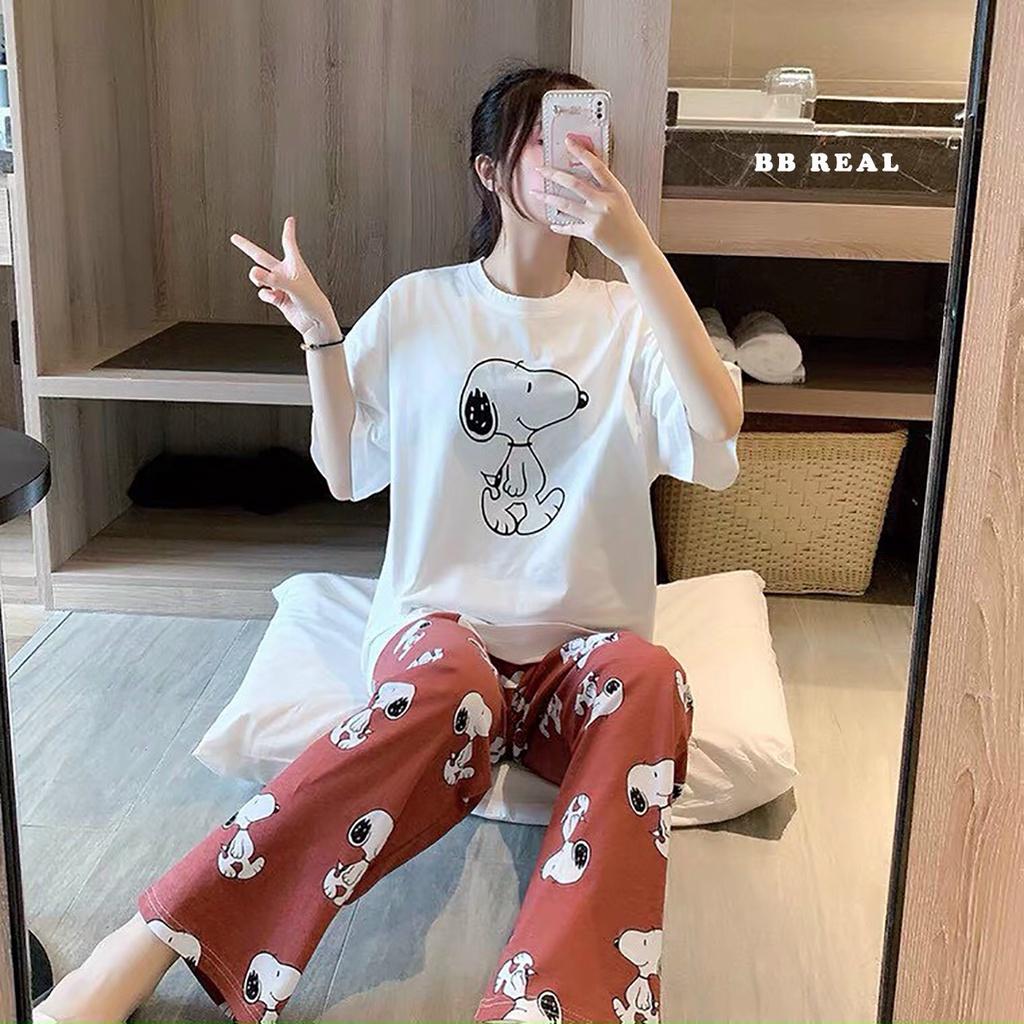 Đồ Bộ Mặc ở Nhà Bộ Đồ Ngủ Nữ Quần Dài Pijama Thun Lạnh Đẹp Freesize Từ 45-55Kg - BB REAL