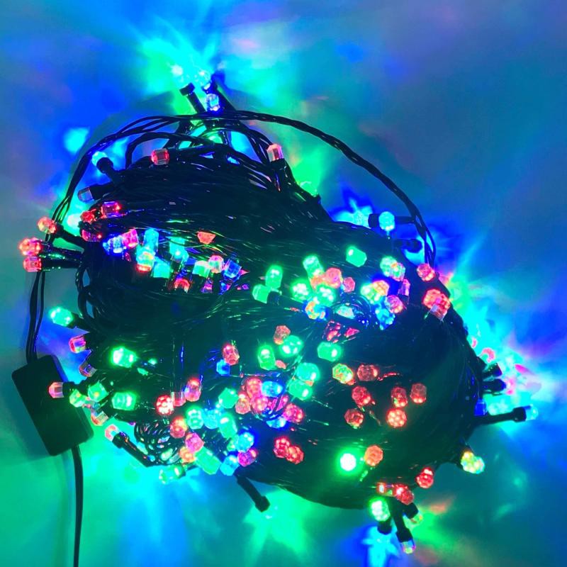 Dây Đèn Led Dài 35M Trang Trí Hình Lục Giác Nhấp Nháy Nhiều Màu Dây