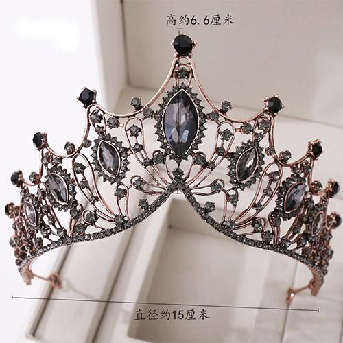 Vương miện chụp hình xi mạ đính đá đen Gianpkc