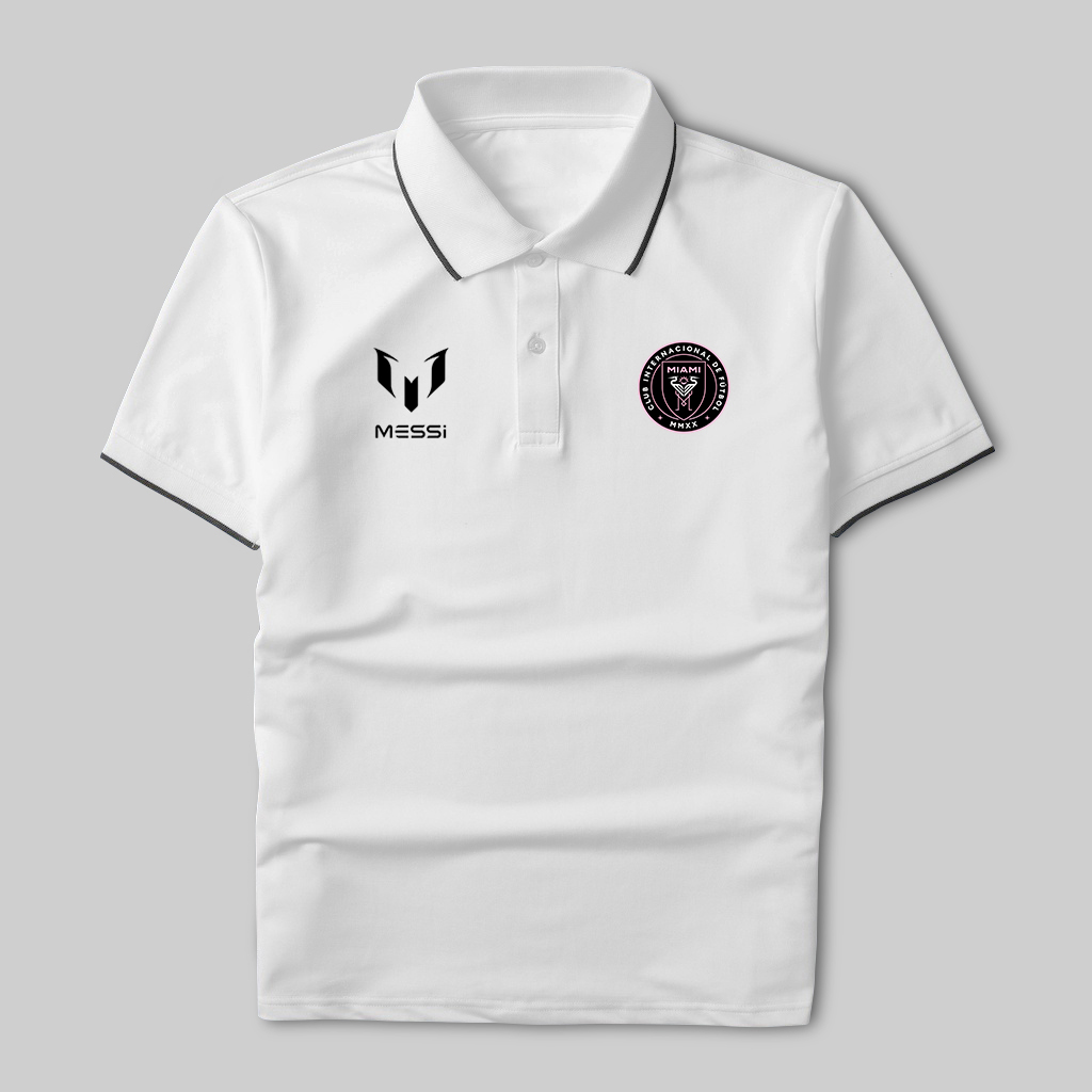 Áo polo Messi logo CLB Inter Miami vải poly cá sấu co giãn không xù lông - Áo thun có cổ in logo M10, áo di chuyển Gokis shop