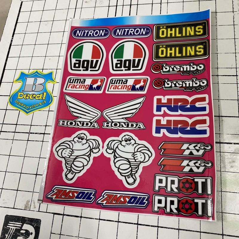 Tem sticker logo honda hồng