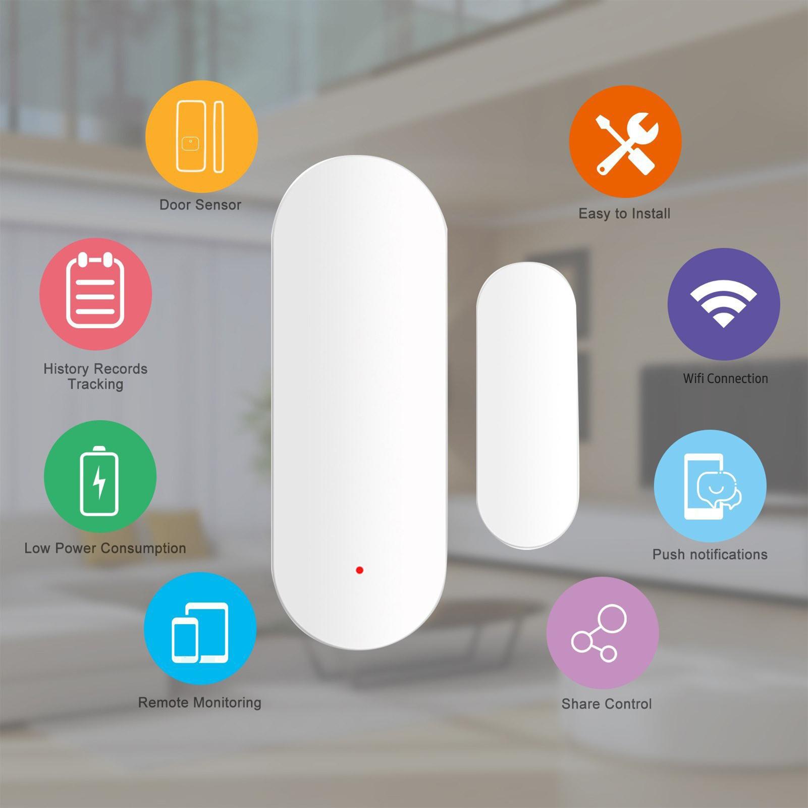 Báo động cảm biến cửa sổ thông minh Wifi Hệ thống an ninh gia đình từ tính Cảnh báo mở cửa Ứng dụng điều khiển từ xa cho nhà để xe Căn hộ ký túc xá Văn phòng cửa hàng