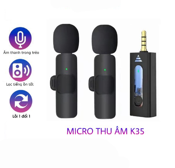 Micro không dây thu âm K35 (2 Mic)