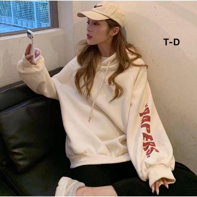 Áo hoodie Papers chữ tay mũ TDU1119