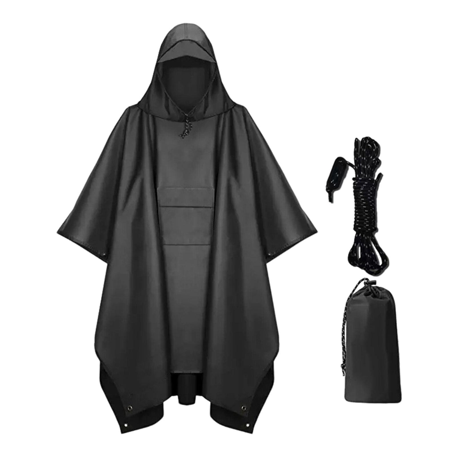 Hooded Rain Poncho Portable Rain Cape Water Resistant Rainwear for Men Women