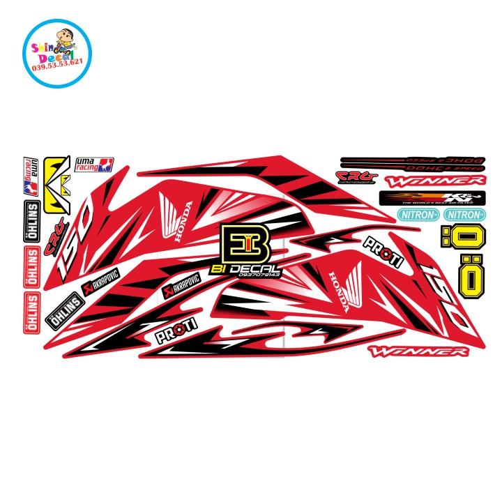 Tem xe winner mẫu zin dán xe đỏ