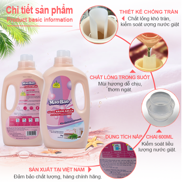 Nước Giặt Kháng Khuẩn Mao Bao 1800g