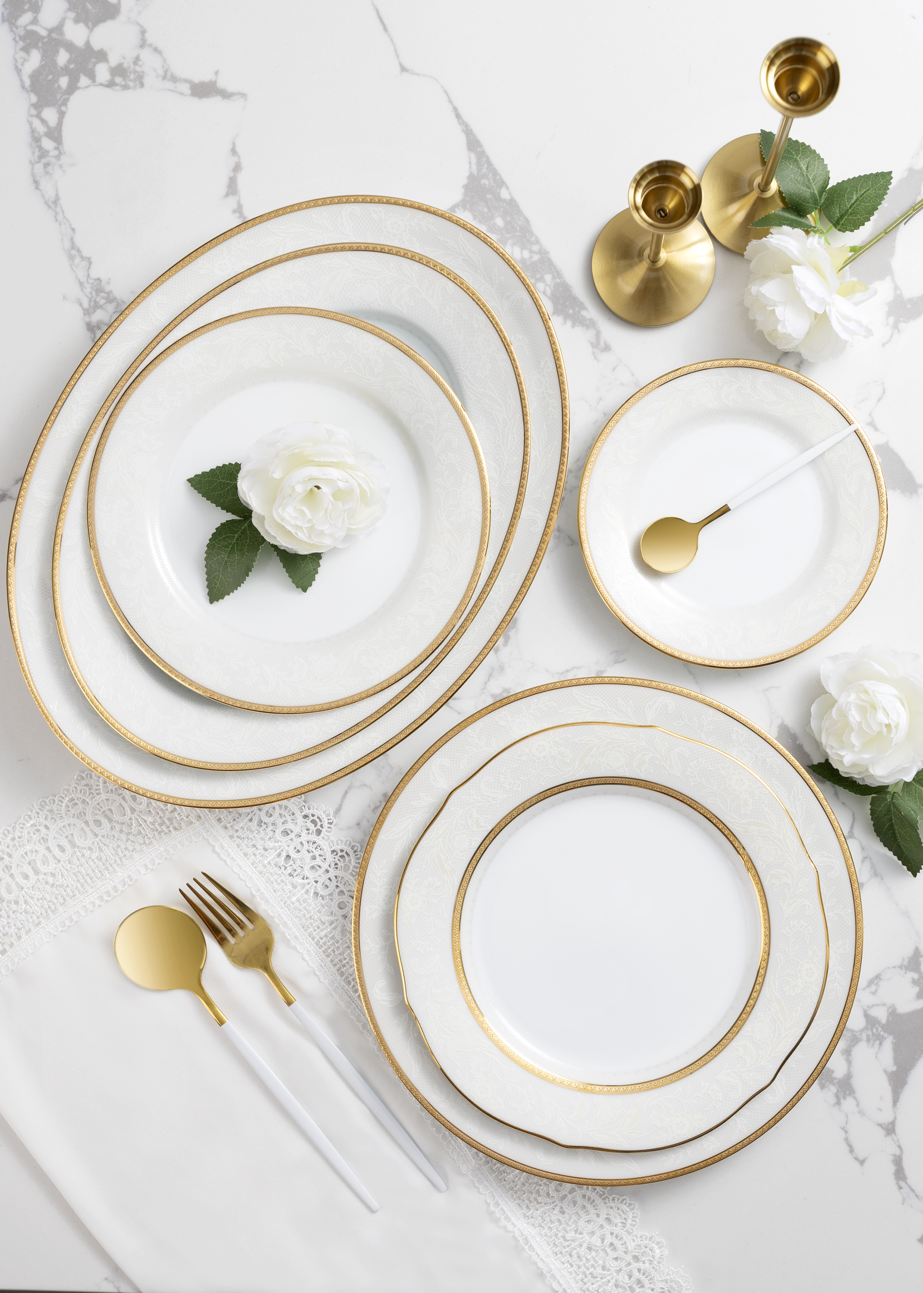 Bộ Bàn Ăn Châu Á Cơ Bản 22 Món Noritake dòng Flanders Gold sứ trắng cao cấp (1714 - D022AB)