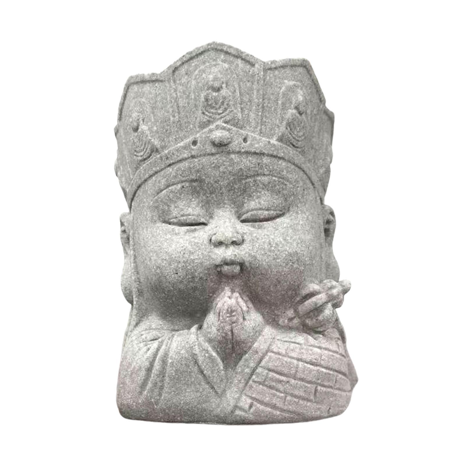 Buddha Monk Statue Tea Pet Ornament Ornament Antique Buddha Sculpture Sitting Buddha Statue for Office Tabletop Indoor Outdoor Car Dashboard