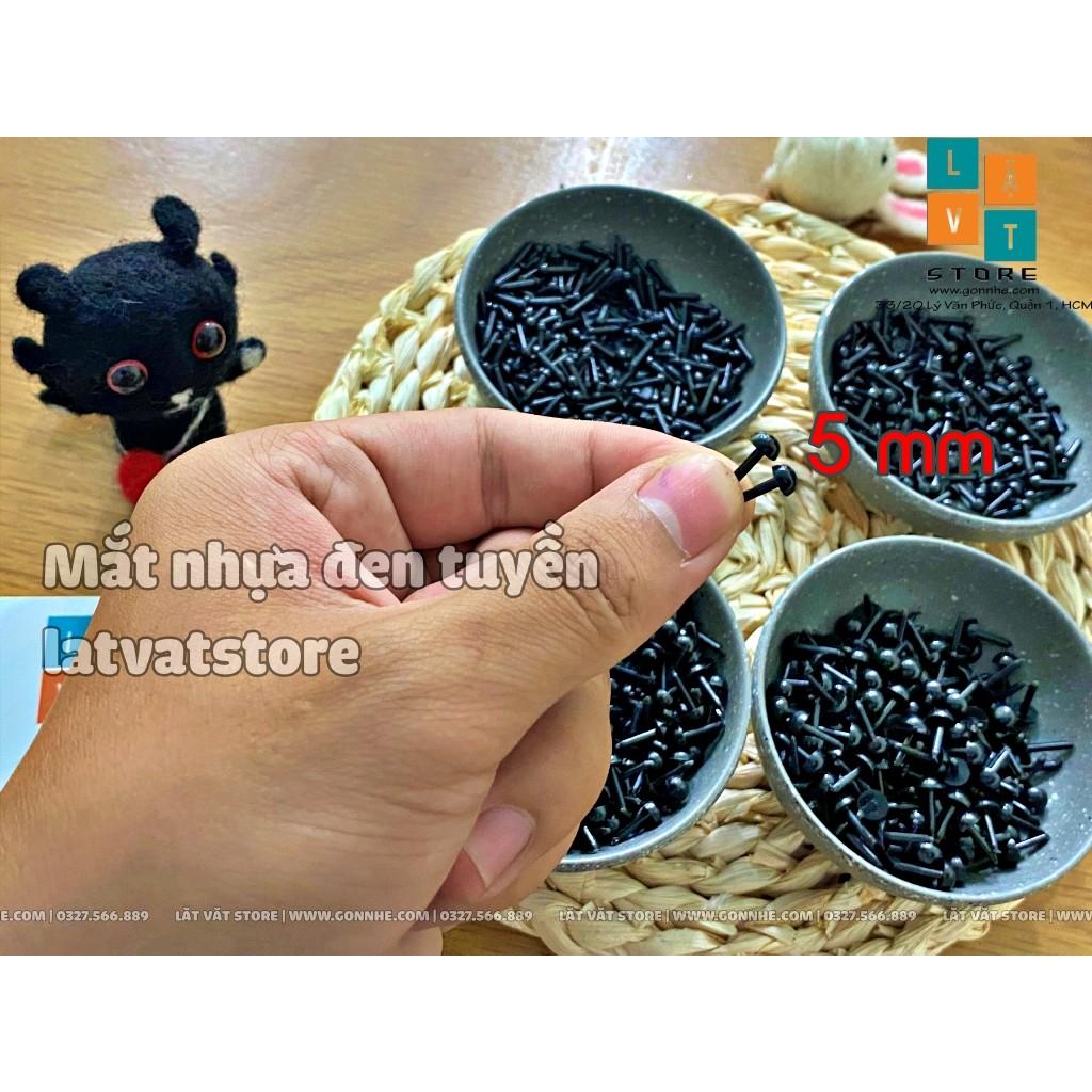 Mắt nhựa đen tuyền chân thẳng - Làm Handmade - Mắt Thú - Mắt búp bê