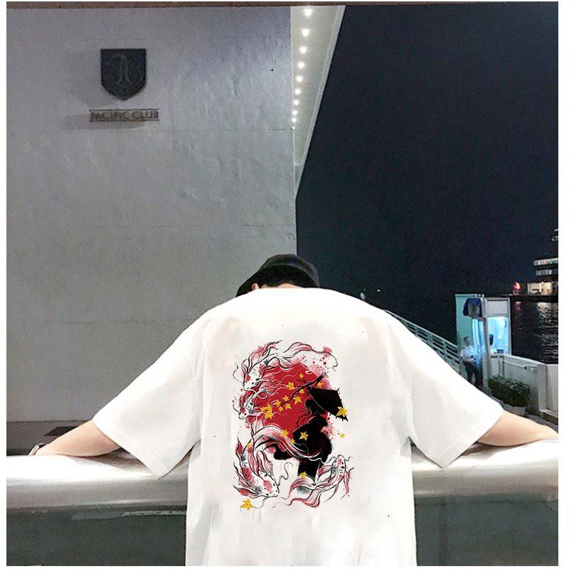 Áo thun unisex form rộng họa tiết phong cách Nhật Bản vải dày mịn 2020T2478